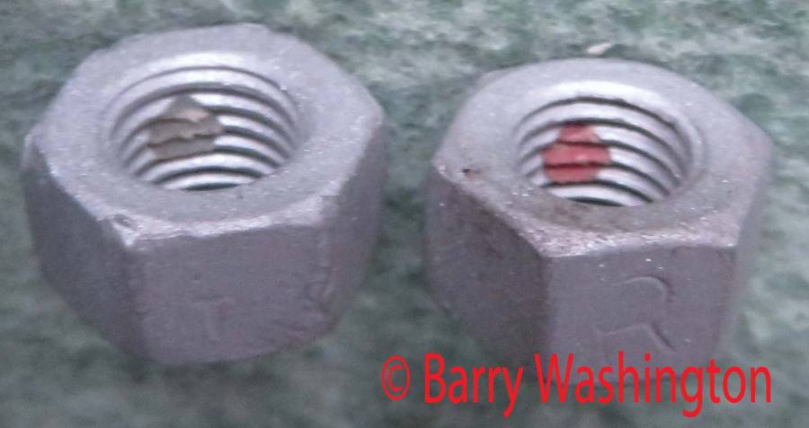 Attached picture 1970 B-body tie rod sleeve tan & red locknuts 2w.jpg